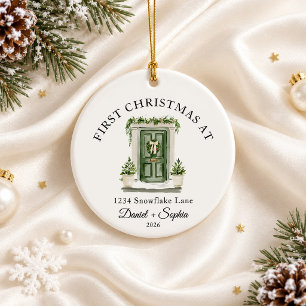 Erstes Weihnachten im neuen Zuhause Wasserfarbe Gr Keramik Ornament
