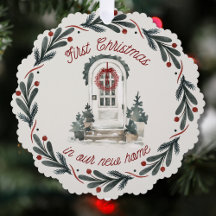 Erstes Weihnachten im neuen Zuhause Wasserfarbe Kr