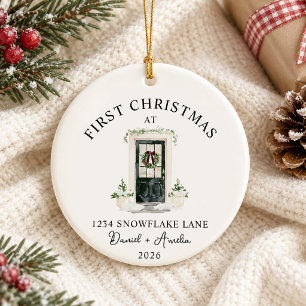 Erstes Weihnachten im neuen Zuhause Wasserfarbe Sc Keramik Ornament
