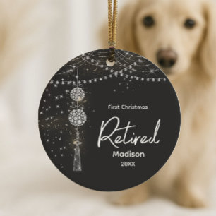 Erstes Weihnachten im Ruhestand elegante schwarze  Keramik Ornament