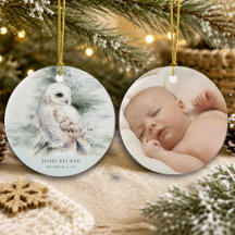 Erstes Weihnachten im Wald mit Baby-Foto