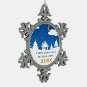 Erstes Weihnachten in den neuen einzigartigen Schneeflocken Zinn-Ornament (Links)
