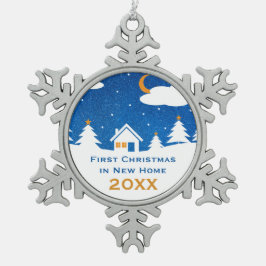Erstes Weihnachten in den neuen einzigartigen Schneeflocken Zinn-Ornament