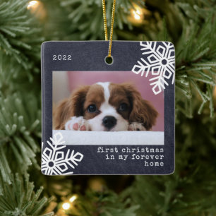 Erstes Weihnachten in meinem Forever-Zuhause-Hund- Keramikornament