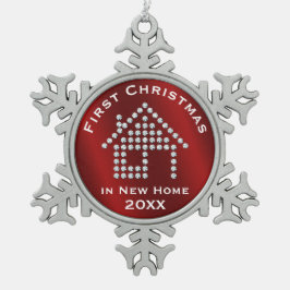 Erstes Weihnachten in neuem rotem metallischem des Schneeflocken Zinn-Ornament