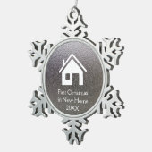 Erstes Weihnachten in neuem Zuhause 2018% pipe% Schneeflocken Zinn-Ornament (Rechts)