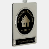 Erstes Weihnachten in unserem neuen Zuhause 20XX | Banner-Ornament Silber (Rechts)