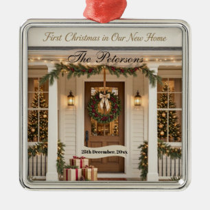 Erstes Weihnachten in unserem neuen Zuhause Famili Ornament Aus Metall