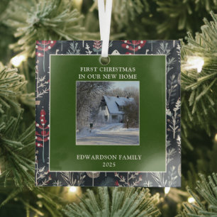 Erstes Weihnachten in unserem neuen Zuhause Foto F Ornament Aus Glas