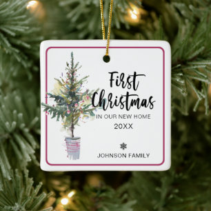 Erstes Weihnachten in unserem neuen Zuhause Foto Keramikornament