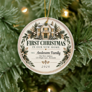 Erstes Weihnachten in unserem neuen Zuhause-Orname Keramik Ornament
