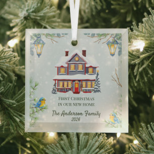 Erstes Weihnachten in unserem neuen Zuhause Ornament Aus Glas