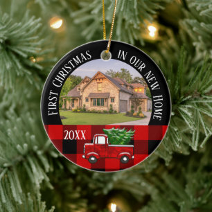 Erstes Weihnachten in unserem neuen Zuhause Roter  Keramik Ornament