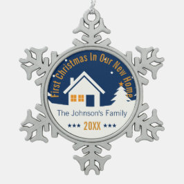Erstes Weihnachten in unserem neuen Zuhause | Schneeflocken Zinn-Ornament