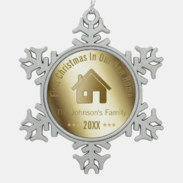 Erstes Weihnachten in unserem neuen Zuhause | Schneeflocken Zinn-Ornament