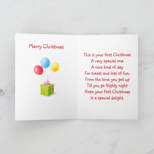 Erstes Weihnachten mit Baum, Sankt, Teddybärkarte (Innenseite)