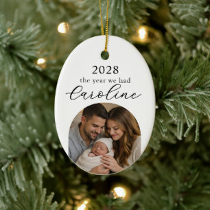Erstes Weihnachten mit neuem Baby-Foto-Meilenstein Keramik Ornament