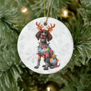 Erstes Weihnachten mit Rentiergeweih für individue Keramik Ornament