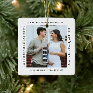 Erstes Weihnachten mit Schwangerschaftsankündigung Keramikornament