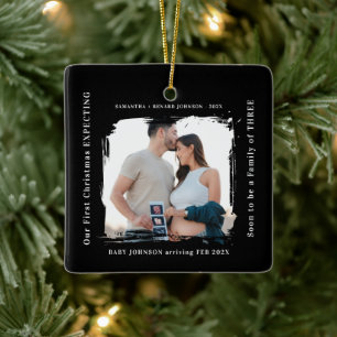 Erstes Weihnachten mit Schwangerschaftsankündigung Keramikornament