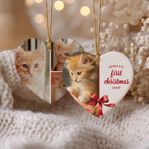 Erstes Weihnachten mit unserem Kätzchen 4 Foto rot Keramik Ornament