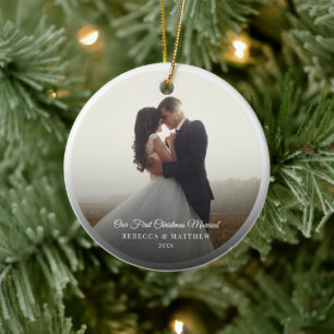 Erstes Weihnachten nach der Hochzeit - Foto-Andenk Keramik Ornament