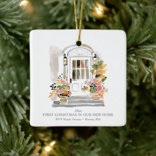 Erstes Weihnachten neue Heimat Aquarell-Blumen-Tür Keramikornament