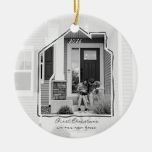 Erstes Weihnachten neue Heimat Line Art Haus Foto