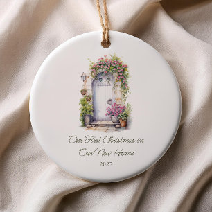 Erstes Weihnachten neue Heimat Wasserfarbe Tür Keramik Ornament