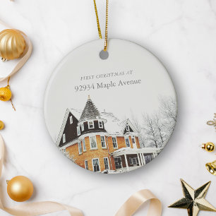 Erstes Weihnachten Neue Heimatadresse Benutzerdefi Keramik Ornament