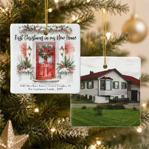 Erstes Weihnachten Neue Heimatadresse Foto Aquarel Keramikornament