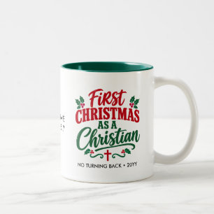ERSTES WEIHNACHTEN Neuer christlicher Gläubiger Zweifarbige Tasse