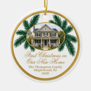 Erstes Weihnachten neues Zuhause Deko Haus Foto Keramik Ornament