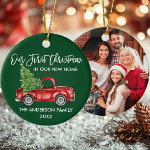 Erstes Weihnachten Neues Zuhause Lastwagen Grün PH Keramik Ornament