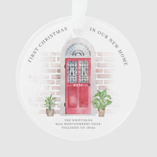 Erstes Weihnachten neues Zuhause rote Tür Chic Fei Ornament