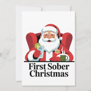 Erstes Weihnachten nüchtern Santa Nüchternheit Xma Einladung