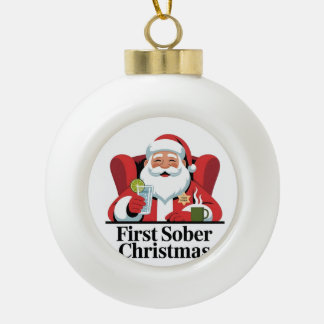 Erstes Weihnachten nüchtern Santa Nüchternheit Xma Keramik Kugel-Ornament