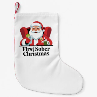 Erstes Weihnachten nüchtern Santa Nüchternheit Xma Kleiner Weihnachtsstrumpf