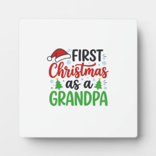 Erstes Weihnachten Opa Santa Hut Fotoplatte