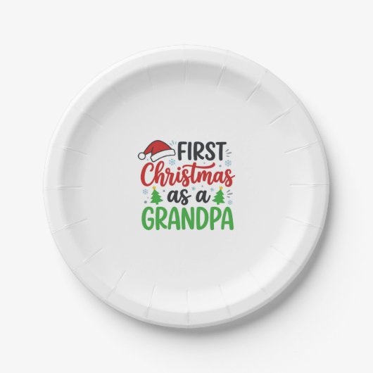 Erstes Weihnachten Opa Santa Hut Pappteller (Vorderseite)
