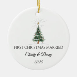 Erstes Weihnachten Verheiratet 2025 Personalisiert Keramik Ornament