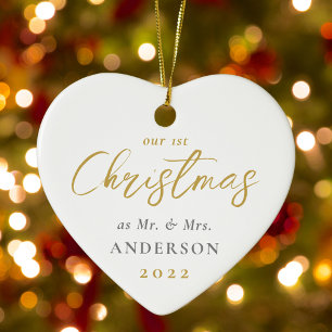 Erstes Weihnachten verheiratet als Mr. Mrs. Hochze Keramik Ornament