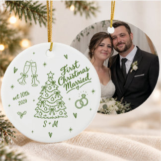 Erstes Weihnachten Verheiratet Benutzerdefiniertes Keramik Ornament