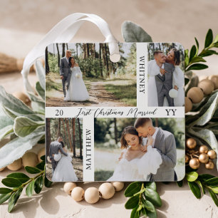 Erstes Weihnachten Verheiratet Foto-Collage Hochze Ornament Aus Metall