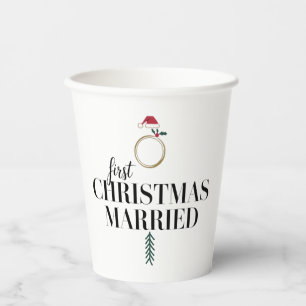 Erstes Weihnachten Verheiratet Frischvermählte Fei Pappbecher