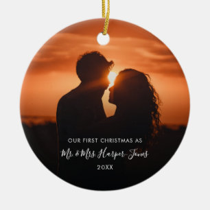 Erstes Weihnachten verheiratet Herr und Frau Foto Keramik Ornament