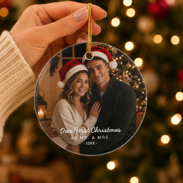 Erstes Weihnachten Verheiratet Herr und Frau Foto Keramik Ornament
