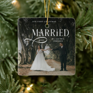 Erstes Weihnachten Verheiratet Herr und Frau Paarf Keramikornament