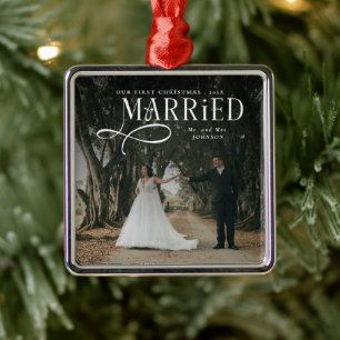 Erstes Weihnachten Verheiratet Herr und Frau Paarf Ornament Aus Metall