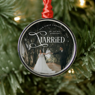 Erstes Weihnachten Verheiratet Herr und Frau Paarf Ornament Aus Metall